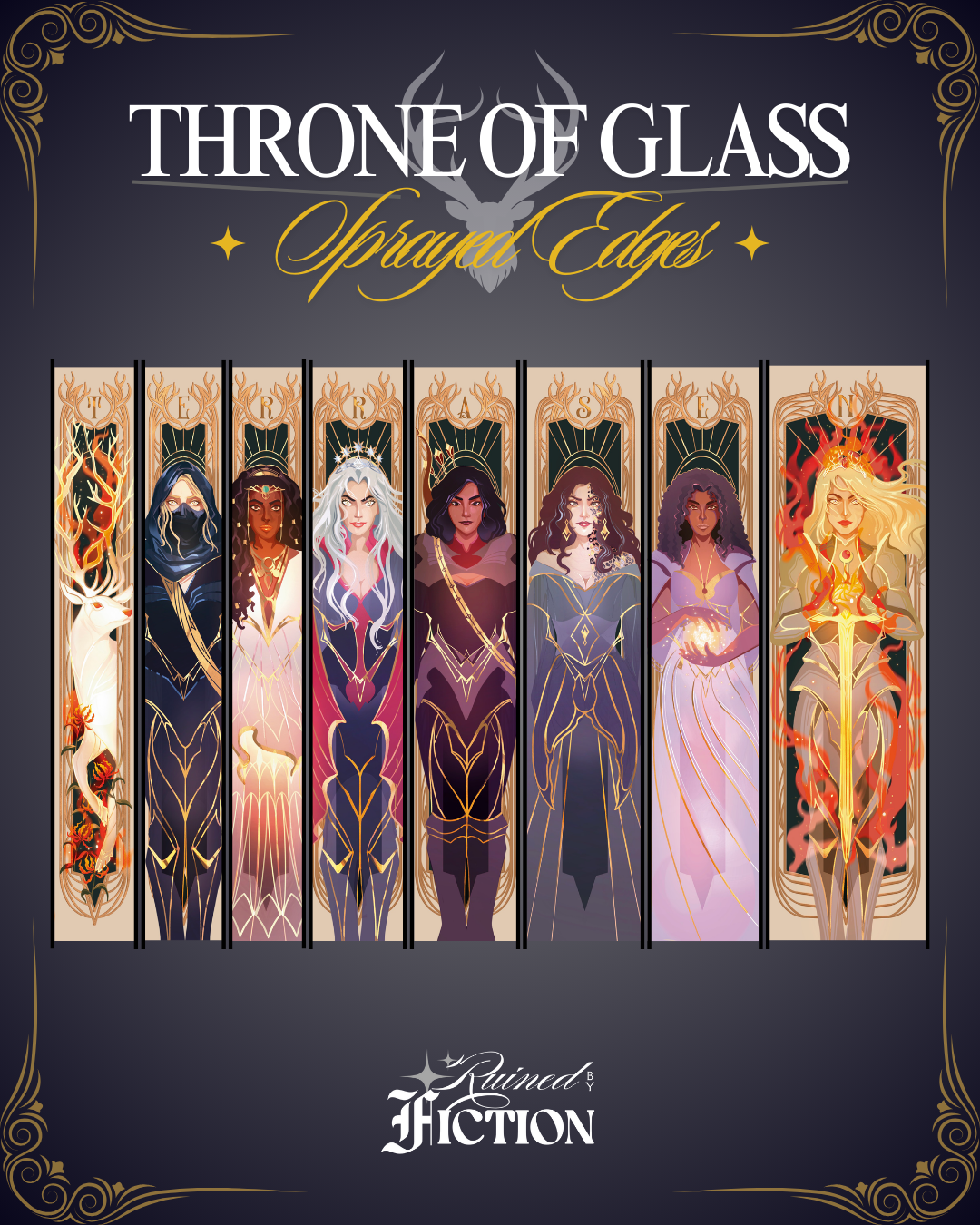 Throne of glass special edition sprayed edges featuring Aelin Galathynius