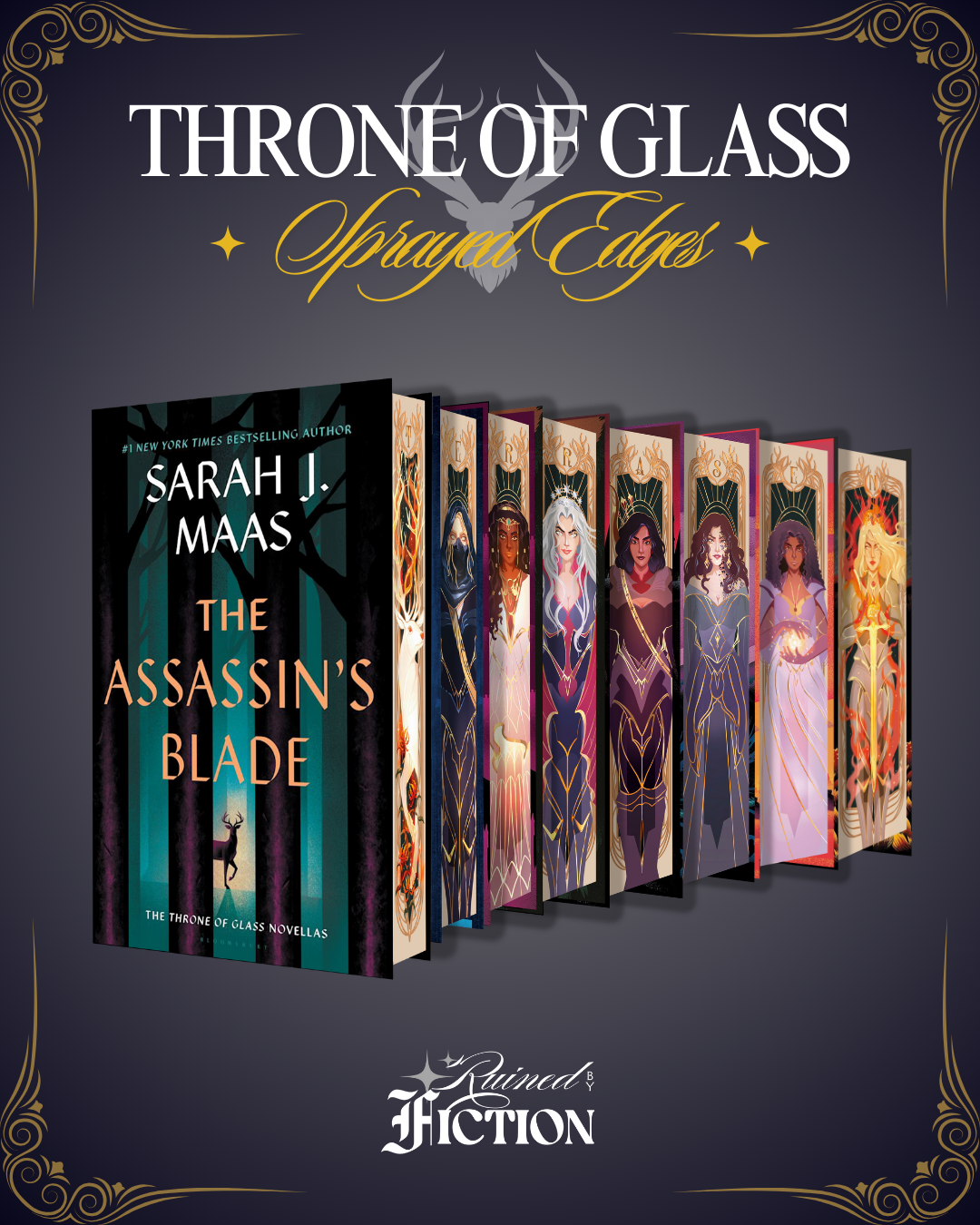 Throne of glass special edition sprayed edges featuring Aelin Galathynius